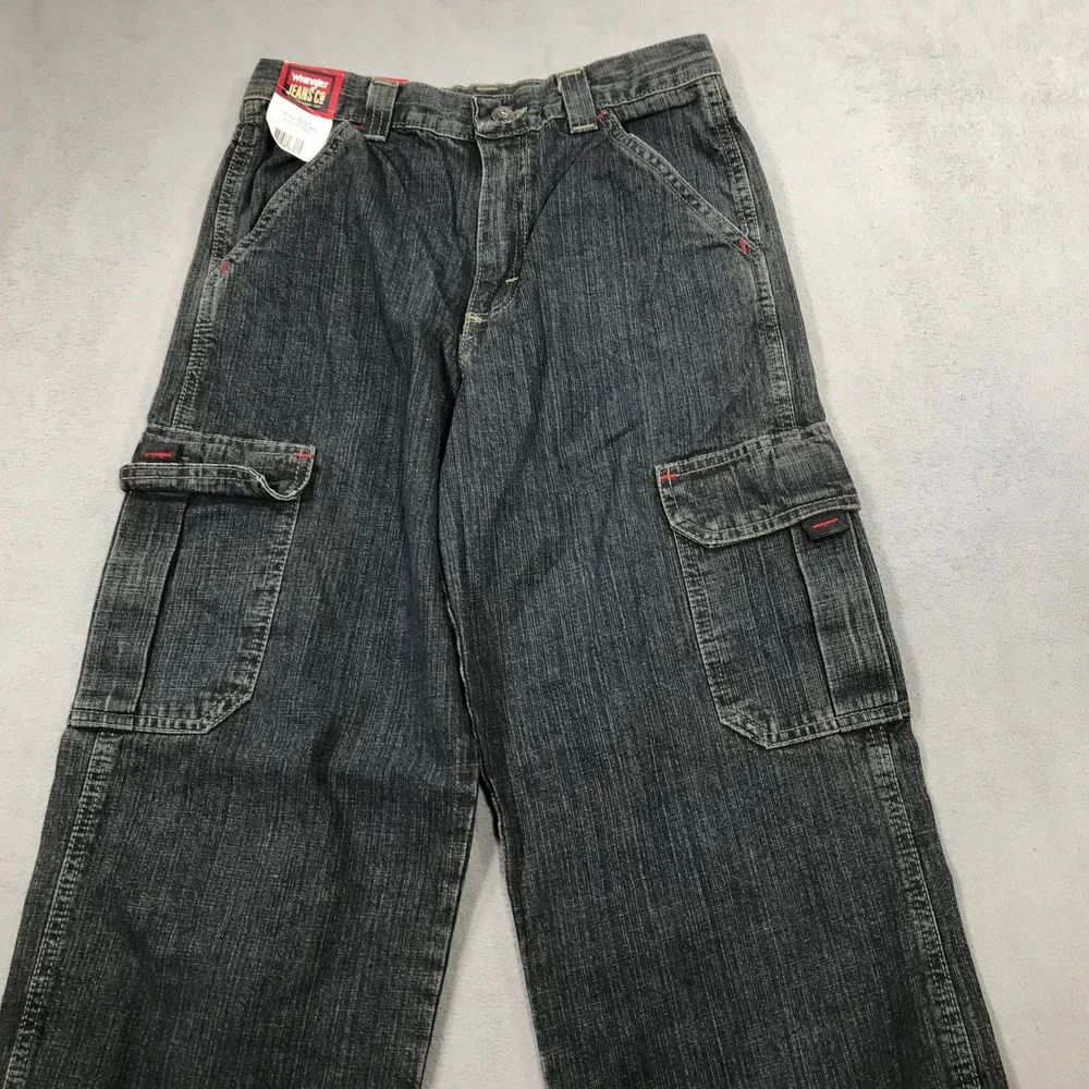 Vintage Y2K Wrangler Cargo Jeans Kids Size 14 Regular Loose Fit Denim NEW Baggy